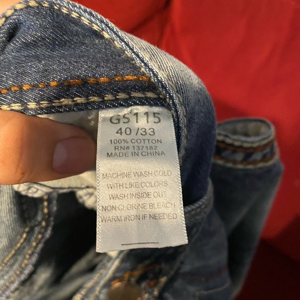 embroidered Thick Stitch Slim Fit Jeans Pants US